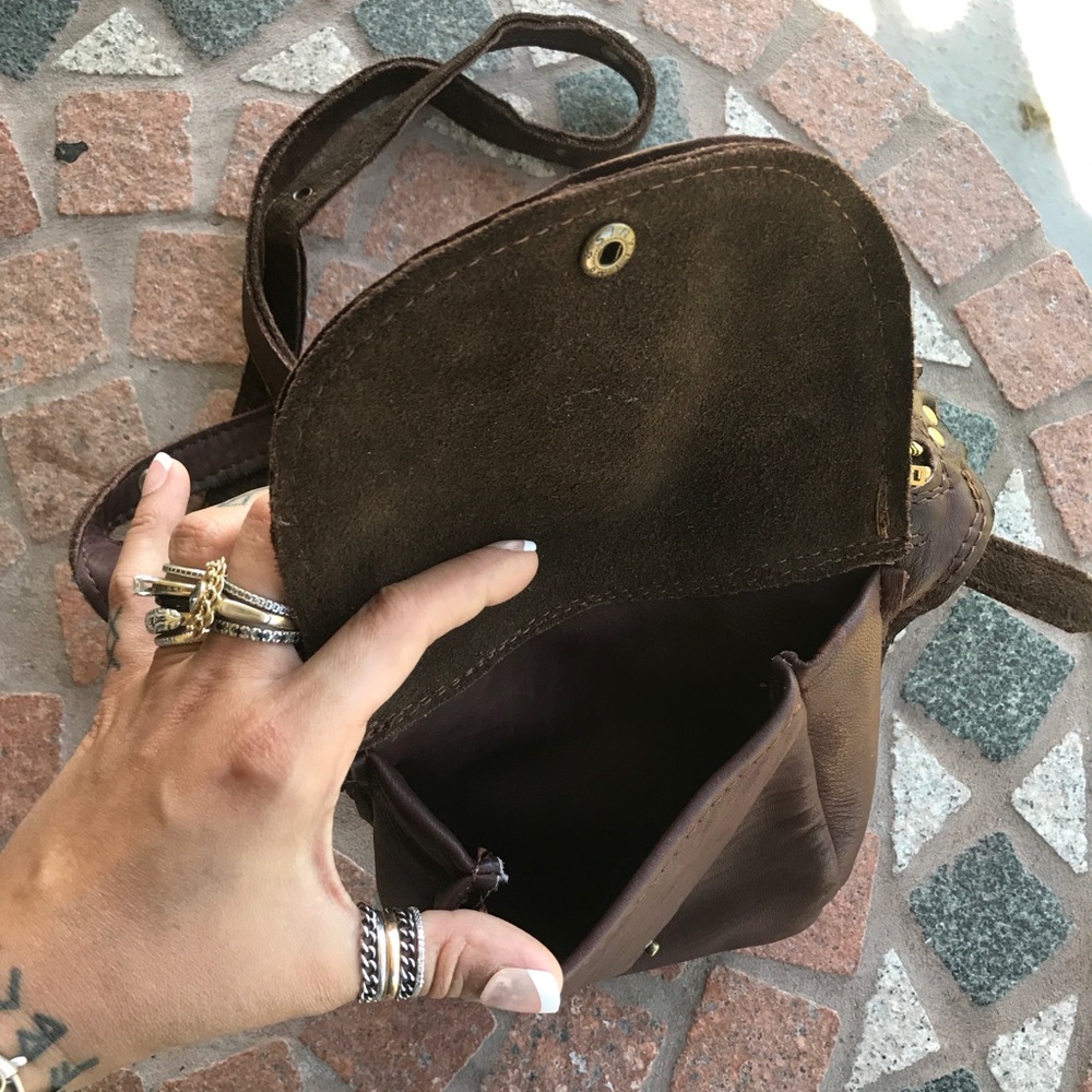 LAST ONE ! brown leather & chrysocolla boho bag - Picture 5 of 8